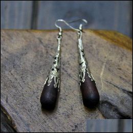 Dangle & Chandelier Earrings Jewelry Diy Alloy Wood Water Drop Long Eardrop 6Cm Women Geometry Ear Ornaments Pendants Findings 3 9Dm G2 Deli