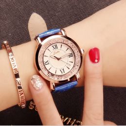 LSVTR Special Flowing Diamond cwp Womens Watch Quartz Ladies Watches Comfortable Leather Strap Glaring Students Wristwatches