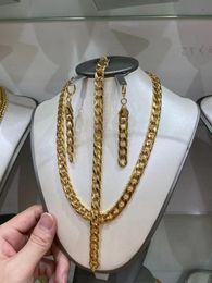 Earrings & Necklace Luxury Real Gold 24K Arab Dubai Jewellery Set Plating Ethiopian Wedding Earring Bracelet Party Gift Lady