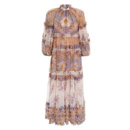 Floral Printed Silk Chiffon Long Dress Made in China Online 
