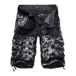 Summer Large Size 29-42 Loose For Men's Military Cargo Beach Shorts Army Camouflage Short Trouers 210713