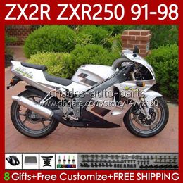 Fairings For KAWASAKI NINJA ZXR-250 ZX2R ZXR250 ZX 2R 2 R R250 ZXR 250 91 92 93 94 95 96 97 98 85No.59 ZX-R250 ZX-2R 1991 1992 1993 1994 1995 1996 1997 1998 Bodys Silver Black