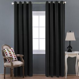 Curtain & Drapes Nordic 80%-98% Shading High-precision Black Blackout Cloth Insulation Solid Color Living Room Kitchen Curtains