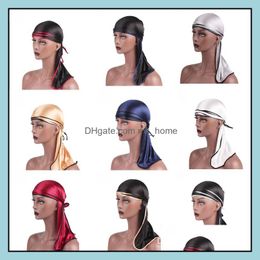 Caps & Hats Aessories Baby, Kids Maternity Unisex Men Women Satin Breathable Bandana Hat Silky Durag Do Doo Du Rag Long Tail Headwrap Muslim