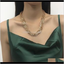 Pendant Necklaces N7979 Exaggerated Multilayer Neckwear Womens Simple Punk Hiphop Mixed Jewellery Tassel Personality Chain Necklace X3Rd Kl4I1