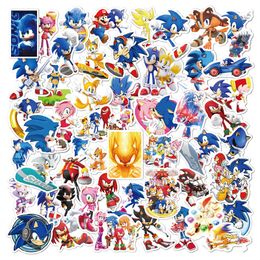 Fashion 50pcs Hedgehog S-onic Stickers Cartoon Anime Cute Graffiti Decals For Helmet Car Motorcycle Luggage Fridge Phone Scooter Notebook Gift Decoration