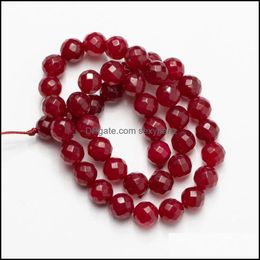 Other Wholesale Faceted Red Jades Beads Natural Stone Loose For Jewellery Making 4 6 8 10 12Mm Diy Bracelet Necklace Earrings Drop Delivery 20