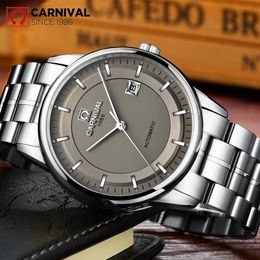 Wristwatches CARNIVAL 2021 Fully Automatic Men's Watch 316L Steel Belt Waterproof Men Luxury Top Brand WristWatch Relogio Masculino