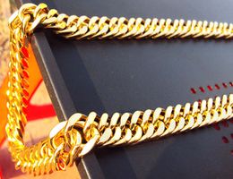 Necklace Chain 18 k Yellow G/F Gold Solid Men's Heavy Curb Bling Link Design 24"