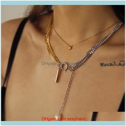 Chokers Necklaces & Pendants Jewelrytimeless Wonder Glam Natural Pearl 2 Tone Chains Necklace Women Jewelry Punk Ins Trendy Boho Kpop Design