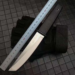 1Pcs Top Quality Survival Straight Tactical Knife 440C Satin Tanto Blades ABS Handle Fixed Blade Knives With Kydex