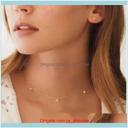 & Pendants Jewelryfashion Personality Womens Necklace Creative Retro Simple Three Star Pendant Clavicle Chain Trend Party Gift Necklaces Dro