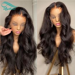 Bythair 13X6 HD Lace Front Human Hair Wig With Baby Hairs Body Wave Natural Black Colour Pre Plucked hairline