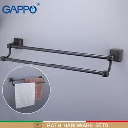 Towel Racks GAPPO Bars Wall Mounted Double Rail Bath Hangers Black Bathroom Holders Hardware