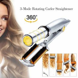 Professionelle Glättung Curling StraightenerCurler Styler 2 In 1 Multi Haar Styling Werkzeug Flache Eisen Mit Pinsel