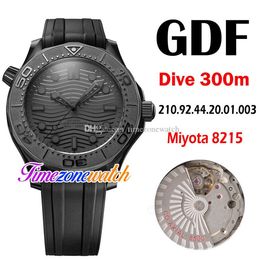 GDF Dive 300m 210.92.44.20.01.003 Miyota 8215 Automatic Mens Watch PVD Black Steel Case Black Warrior Texture Dial Bracelet Gents Watches Timezonewatch E434