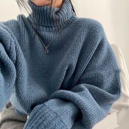LY VAREY LIN Spring Autumn Women Solid Sweet Thick Elegant Office Lady Slim Tops Pullover Turtleneck Sweaters Knitted Female 210526