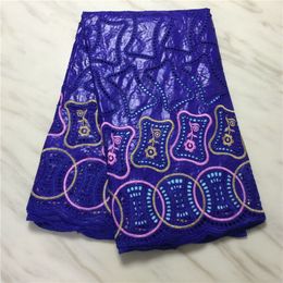 5Yards Beautiful Royal Blue Bazin brocade Lace Fabric African Cotton Material Embroidery For Dressing PL71362