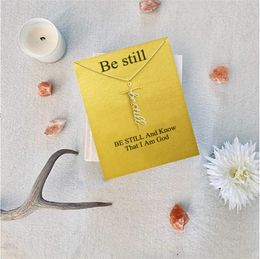 Be Still Cross Religion Pendant Necklace Girls Women Letter Chokers Statement Card Jewellery Gift Silver Gold Colour