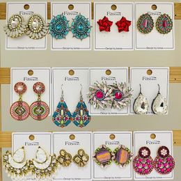 Stud 20 Pairs/Lot Fashion Jewelry Bohemia Style Colorful Crystal Stones Earrings Various Modules Of Designs