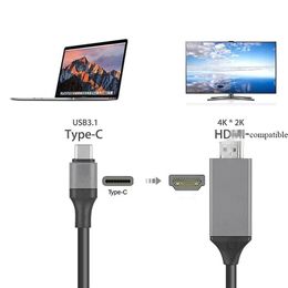 Type C to HD-MII-compatible Cable USB 3.1 HDMII-compatible 4K Adapter Cables for MacBook Samsung Galaxy S9/S8 Huawei USB-C