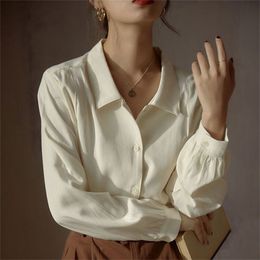 Spring Korea Fashion Women Long Sleeve Loose White Shirts Big Turn-down Collar Casual Cotton Blouse Femme Tops 210512