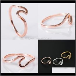 Band Rings Jewellery Drop Delivery 2021 925 Sterling Sier Fashion Summer Beach Wave Ring For Women Size 5 6 7 8 9 10 125 U2 Nebsm