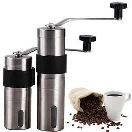 Manual Coffee Grinder Stainless Steel Washable Hand Mill Silicone ware Beans Spice Machine 210423