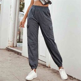 Spring and Autumn Women's Sports High-waisted Wear Trousers Full Length Loose sweatpants women baggy womens black pants 210508