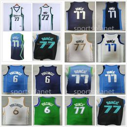 Luka Vintage 77 Doncic Basketball Jerseys dalla 2021 2022 75th city Throwback Dirk 41 Nowitzki kristaps 6 Porzingis Jersey