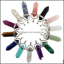 Pendants Arts, Crafts Gifts Home & Garden Pendant Neklace Stone Charms For Jewellery Making Clear Quartz Crystal Points Mutilcolor Drop Delive