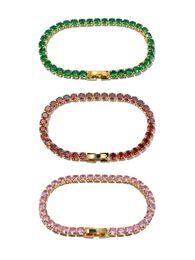 Colored Gems Chain Exquisite Light Luxury Diamond Bracelet Niche Simple Fashion Design Men And Women Couples Ins Trend Jewelry