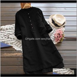 Clothing Apparel Drop Delivery 2021 Womens Casual Loose Long Sleeve Dress Kafan Tunic Gypsy Ethnic Dresses Vestidos Plus Size 3Xl Gljt6