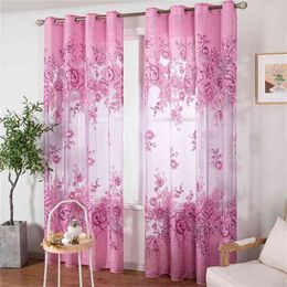 Topfinel Jacquard Tulle Translucidus Curtain Embroidered Voile Sheer Curtains for Living Room the Bedroom Panel Window Treatment 210913