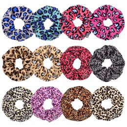 26pcsnew 4.7 inch Leopard Coral Fleece Scrunchie Elastic Hairs Rope Handmade Ponytail Holder Hair Bands for women HeadressAccessorie