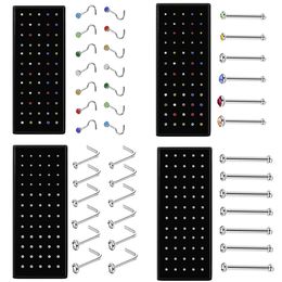 60 PCS Boxed L-Shape Nose Stud Set With Crystal Body Piercing Gun Kit Fake Nose Ring Stainless-Steel Needle Hoop Pack Jewelry