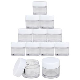 7 Grams/7 ML Round Clear Plastic Jars Container with White Lids for Cosmetic, Creams, Make Up, Cosmetics, Samples