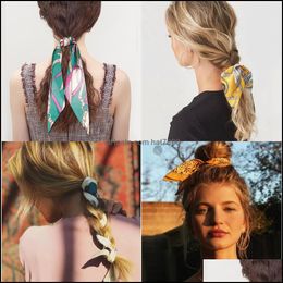 Hair Rubber Bands Jewellery Fashion Women Bow Scrunchie Scarf Ponytail Holder Rope Tie Elastic Girls Streamers Aessories Drop Delivery 2021 Dp