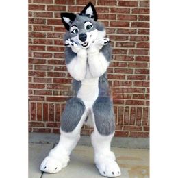 Halloween Grey Husky Fox Dog Mascot Costume Top Quality Cartoon theme character Carnival Unisex Adults Size Christmas Birthday Party Fancy Outfit