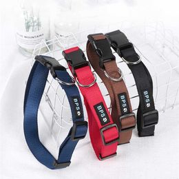 Pet Essential Color Classic Nylon Adjustable Small Medium Large Dog Collar Puppy Quick Release Buckle Matching Leash Soft Safe 211006