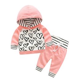 Baby Girl Clothes Girls Pink Hoodies Pants 2pcs Sets Designer Toddler Girls Outfits Long Sleeve Infant Suits Boutique Baby Clothing DW4450