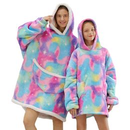 2021 New Oversized Family Matching Homewear Plush Fleece Blanket Unicorn Sleepwear ,if you need two Hoodie, please order two H0909