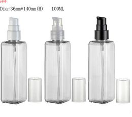 24 x 100ml Square Clear Transparent Empty Plastic Lotion Shampoo and Cosmetic Pump Bottle