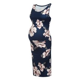 2021 Summer Maternity Clothes Dresses For Pregnancy Women Flower Print Sleeveless Sexy Dress Pregnant Female Nursing Clothing Q0713