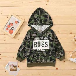 Baby / Toddler Letter Camouflage Hooded Pullover 210528