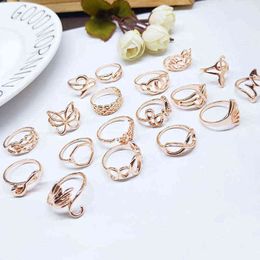Fashion Women Korean Rose Gold Rings Mixed Trends Jewellery Index Finger Female Party Luxury Accessories Female 6C7346 G1125