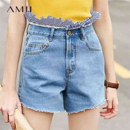 Spring Summer Light Blue Short Denim Jeans Women Fashion High waist Zipper 11930174 210527