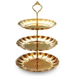 Gold silver stainless steel round cake stand wedding birthday cake rack home creative nut candy pastry plate party supplies free ship