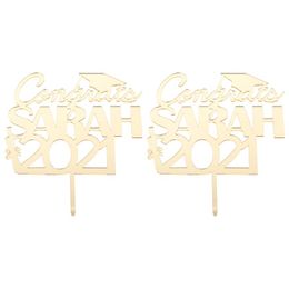 Other Festive & Party Supplies 2pcs 2021 Graduation Cupcake Cake Dessert Toppers Acrylic