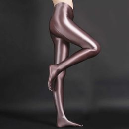 Sexy Women Oil Gloosy Full Pencil Pant Shiny Full Leggings Smooth Sexy Leggings High Waist GYM Pants Candy Colour F35 Q0801